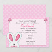 2ndバースデーバニーラビット誕生日招待状 招待状 (正面/裏面)