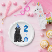 2ndバースデーパピーテーマ – かわいい犬の青い男の子パティー ペーパープレート (パーティー)