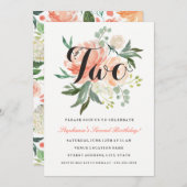 2ndバースデーピンクピーチフローラ2招待状 招待状 (正面/裏面)