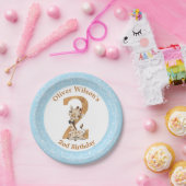 2ndバースデーブルーボーイベビーキリン紙プレート ペーパープレート (パーティー)