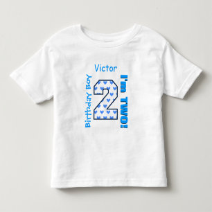 2ndバースデーボーイブルーハート2歳B02Z トドラーTシャツ