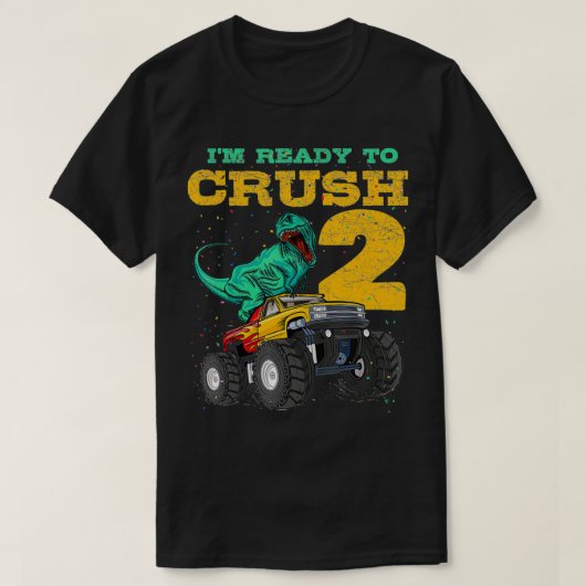 2ndバースデーモンスタートラックDino 2歳Bday Tシャツ (デザイン正面)