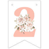 2ndバースデー素朴ウッドシャビーシックバラフローラ バンティングフラッグ (第1の旗)