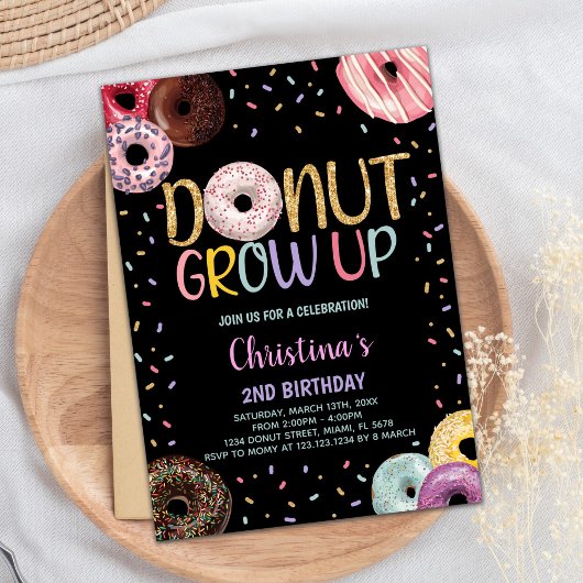 2ndブラックドーナツ誕生日招待状 招待状
