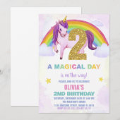 2ndレインボーユニコーン誕生日招待状クラウド 招待状 (正面/裏面)