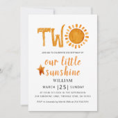 2nd誕生日の水の色ハッピーイエローサンシャイン 招待状 (正面)