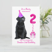 2nd誕生日パピーテーマ – かわいい犬ピンクの女の子パティー 招待状 (スタンド正面)