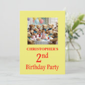 2nd誕生日パーティの招待状テディベアーズパーティー 招待状 (スタンド正面)