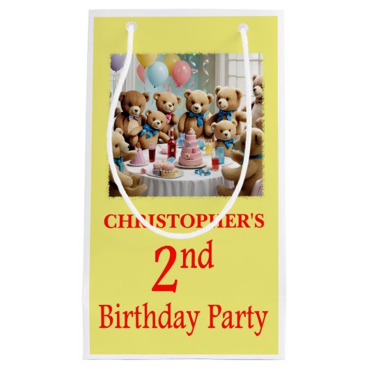2nd誕生日パーティーテディベアズパーティー スモールペーパーバッグ (正面)