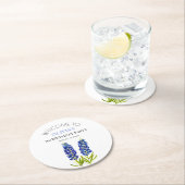 2nd誕生日パーティーブルーボンネットフラワーベビーガール ラウンドペーパーコースター (インサイチュ)