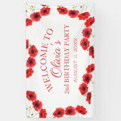 2nd誕生日パーティーポピズベビーガール 横断幕 (縦)