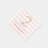 2nd誕生日ピンクストライプのフローラと水彩のカラーTWO スタンダードカクテルナプキン (角)