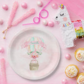 2nd誕生日ホットエアバルーンミントピンクピーチ ペーパープレート (パーティー)
