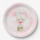 2nd誕生日ホットエアバルーンミントピンクピーチ ペーパープレート (正面)