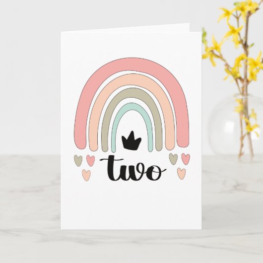 2nd誕生日ボホレインボーパーティーキッズ2歳 カード (黄色い花)