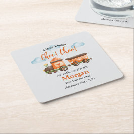 2nd誕生日ラブリートレインウォーターの色パーティー スクエアペーパーコースター