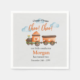 2nd誕生日ラブリートレインウォーターの色パーティー スタンダードカクテルナプキン