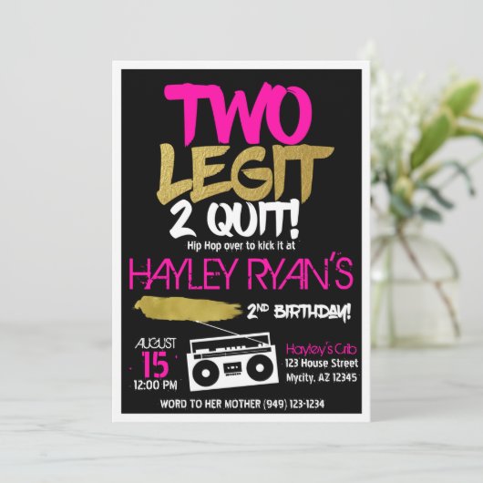 2nd誕生日2レギットツーやめヒップホップ招待状 招待状 (スタンド正面)