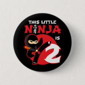 2nd誕生日2歳の子供たちパーティーリトル忍者2 缶バッジ (正面)
