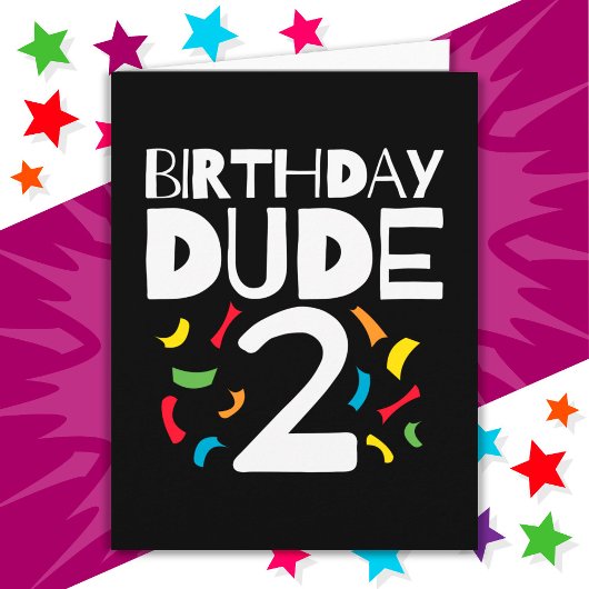 2nd誕生日2歳オールドボーイパーティー誕生日Dude 2 カード