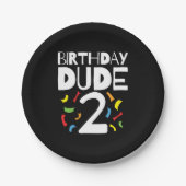 2nd誕生日2歳オールドボーイパーティー誕生日Dude 2 ペーパープレート (正面)