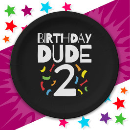 2nd誕生日2歳オールドボーイパーティー誕生日Dude 2 ペーパープレート