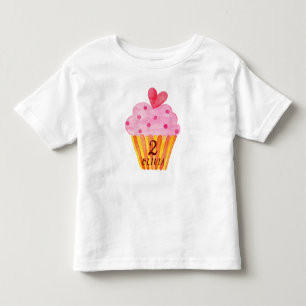 2nd誕生日 – カップケーキベーキング女の子の水色 トドラーTシャツ