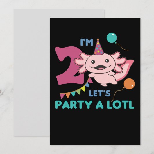 2nd誕生日Axolotl 2歳Sweet Axolotls C 招待状 (正面/裏面)