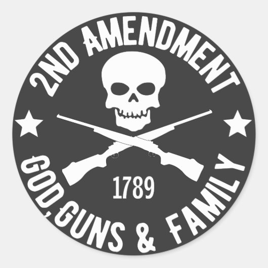 2nd Amendment, God, guns & Family  ラウンドシール (正面)