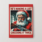 2nd Amendment Santa Button | Christmas Gun Rights 缶バッジ (正面)