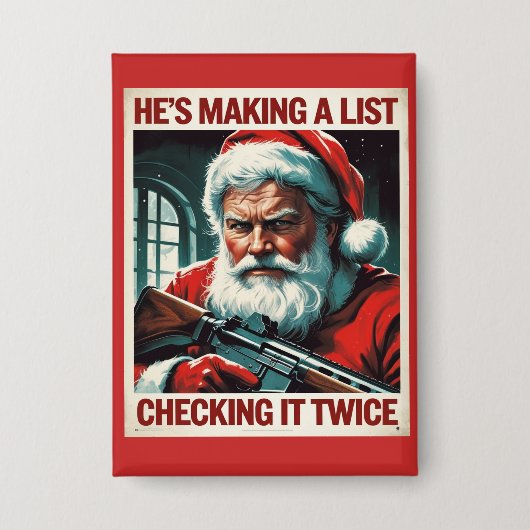 2nd Amendment Santa Button | Christmas Gun Rights 缶バッジ (正面)