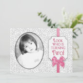 2nd BIRTHDAYパーティの招待状 – 弓と水玉模様 招待状 (スタンド正面)