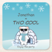 2nd Birthday Boy Two Cool Polar Bear Iglo   スクエアペーパーコースター (正面)