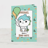 2nd Birthday Cute Dinosaur Cartoon Adorable Dino  カード (正面)