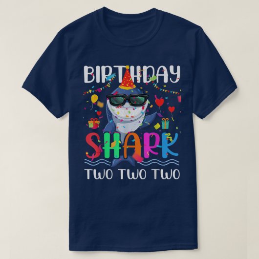 2nd Birthday Family Shark Kids Two Two Two  Tシャツ (デザイン正面)
