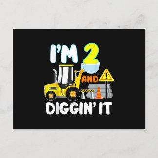 2nd Birthday Gift Construction Truck Party 2 Year 案内ポストカード