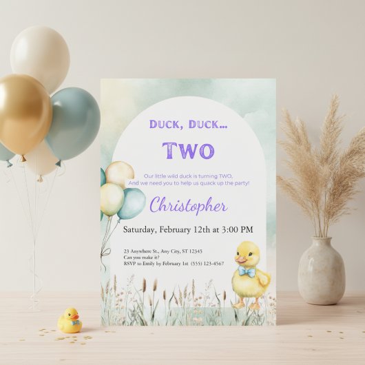 2nd Birthday Invitation Duck Duck Two Theme 招待状
