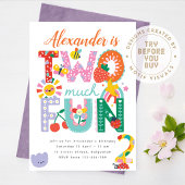 2nd Birthday Invite, Colorful Spring, Two Much Fun 招待状