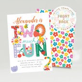 2nd Birthday Invite, Colorful Spring, Two Much Fun 招待状