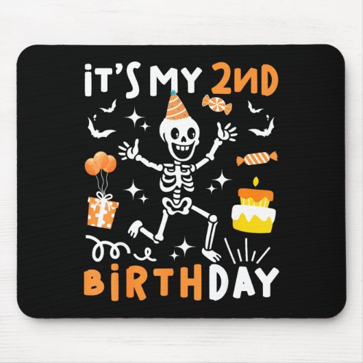 2nd birthday kids funny skeleton 2nd birthday マウスパッド (正面)