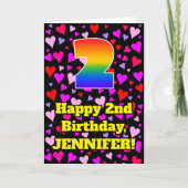 2nd Birthday: Loving Hearts Pattern, Rainbow # 2 カード (正面)