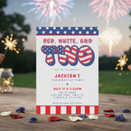 2nd Birthday Party Patriotic USA Flag July 4th 招待状