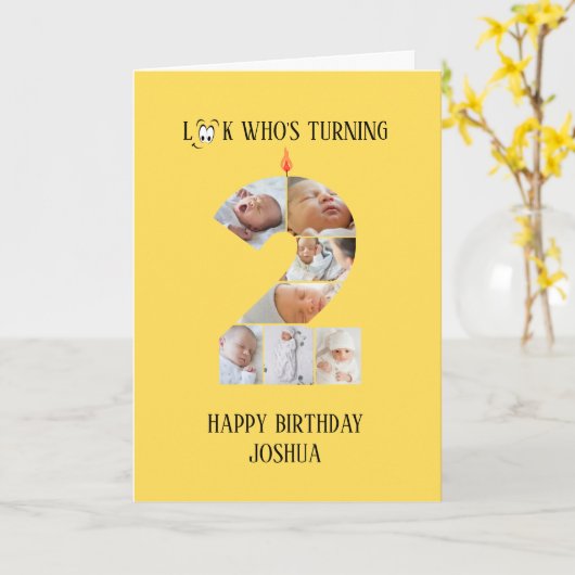 2nd Birthday Photo Card カード (黄色い花)