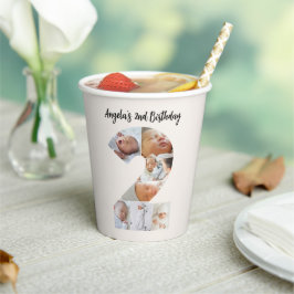 2nd Birthday Photo Collage Number 2 Paper Cups 紙コップ