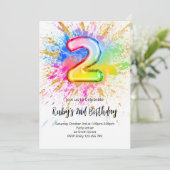 2nd Birthday Rainbow Paint Splash Invitation 招待状 (スタンド正面)