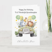 2nd Birthday Safari Car Trio Birthday Card カード (正面)