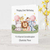 2nd Birthday Safari Leaf Animals Card カード (黄色い花)