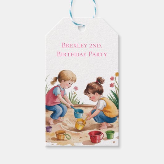 2nd Birthday Sandbox Girlパーティー ギフトタグ (正面)