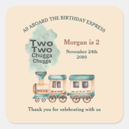 2nd Birthday Trainパーティー全客席水彩 スクエアシール