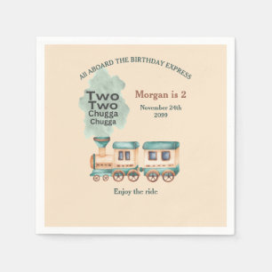 2nd Birthday Trainパーティー全客席水彩 スタンダードカクテルナプキン